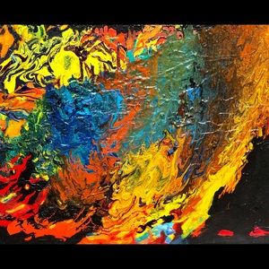 Abstract painting )ink & acrylic on canvas) 12x16